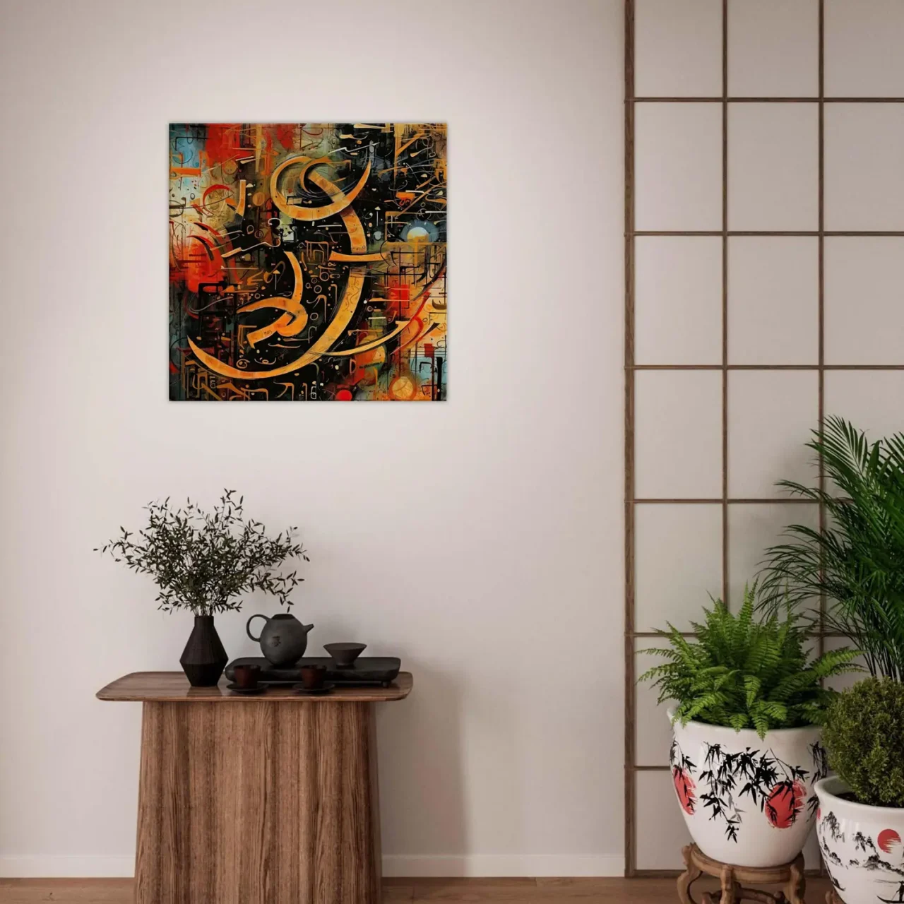 Abstrait Calligraphie Orange Rouge Noir abstrait calligraphie orange rouge noir