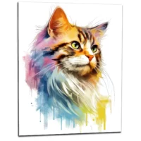 Tableau Aquarelle Chat fourrure colorée aquarelle chat fourrure colorée