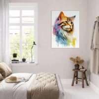 Tableau Aquarelle Chat fourrure colorée aquarelle chat fourrure colorée