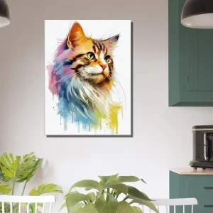 aquarelle chat fourrure colorée