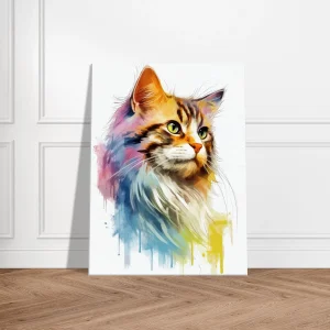 aquarelle chat fourrure colorée