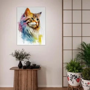 aquarelle chat fourrure colorée