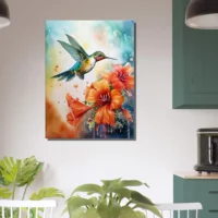 Aquarelle Colibri et Glaïeuls rouges aquarelle colibri et glaïeuls rouges