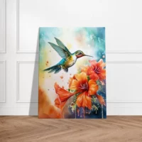 Aquarelle Colibri et Glaïeuls rouges aquarelle colibri et glaïeuls rouges