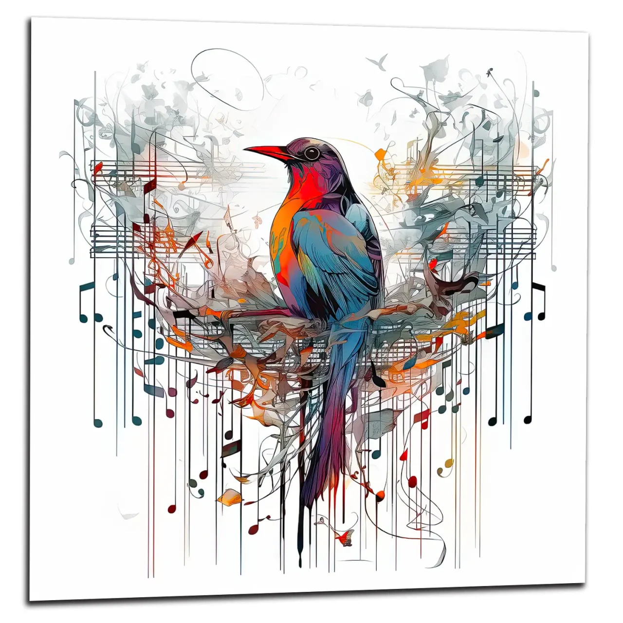Aquarelle Oiseau coloré et notes de musique aquarelle oiseau coloré et notes de musique
