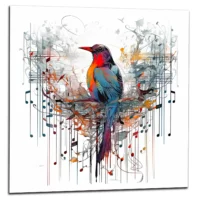 Aquarelle Oiseau coloré et notes de musique aquarelle oiseau coloré et notes de musique