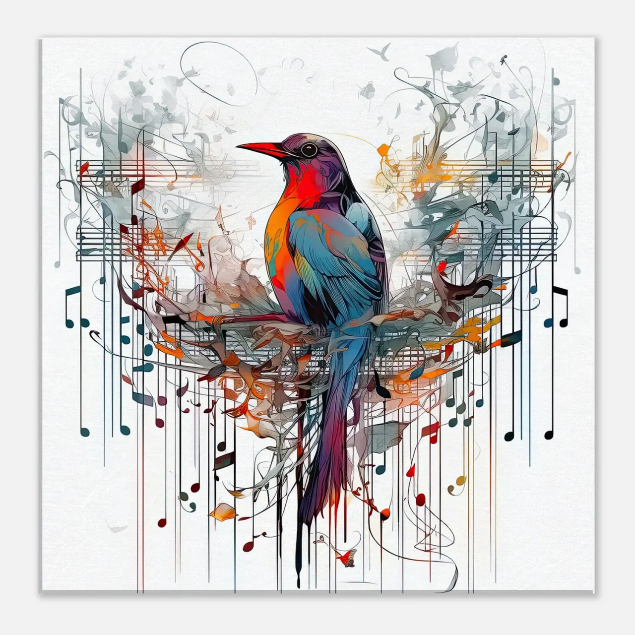 Aquarelle Oiseau coloré et notes de musique aquarelle oiseau coloré et notes de musique