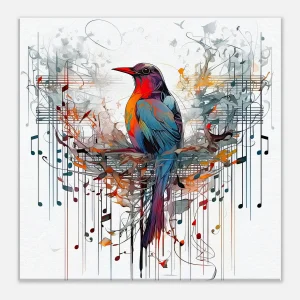 Aquarelle Oiseau coloré et notes de musique aquarelle oiseau coloré et notes de musique
