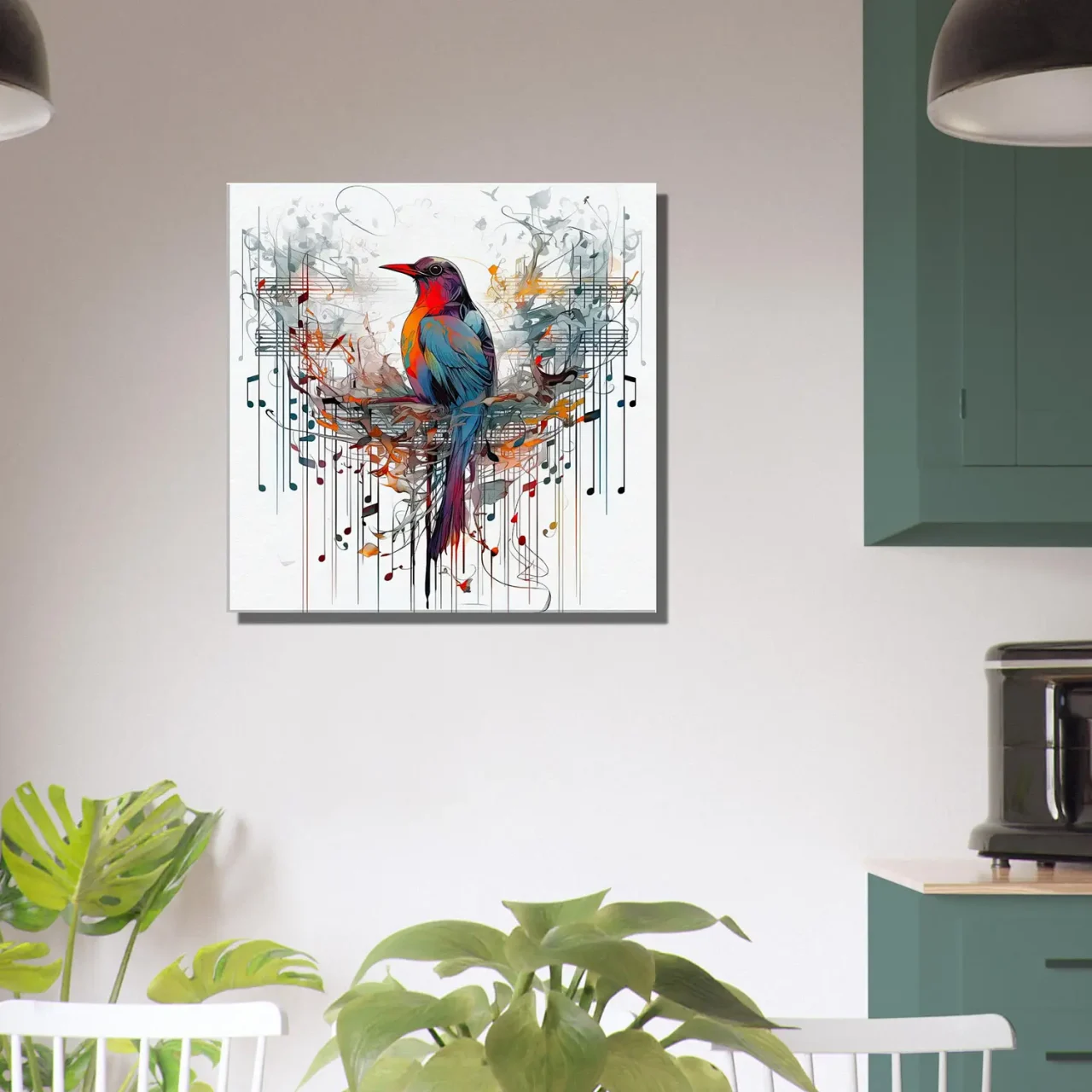 Aquarelle Oiseau coloré et notes de musique aquarelle oiseau coloré et notes de musique