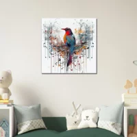 Aquarelle Oiseau coloré et notes de musique aquarelle oiseau coloré et notes de musique