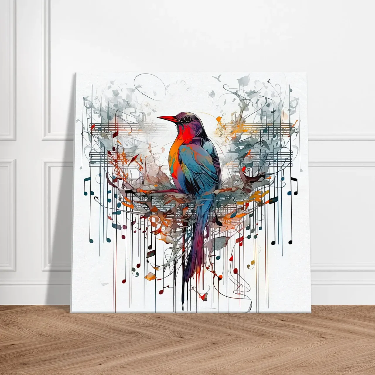 Aquarelle Oiseau coloré et notes de musique aquarelle oiseau coloré et notes de musique