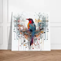 Aquarelle Oiseau coloré et notes de musique aquarelle oiseau coloré et notes de musique