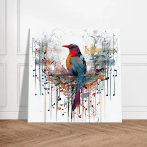 Aquarelle Oiseau coloré et notes de musique aquarelle oiseau coloré et notes de musique