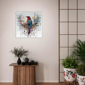 Aquarelle Oiseau coloré et notes de musique aquarelle oiseau coloré et notes de musique