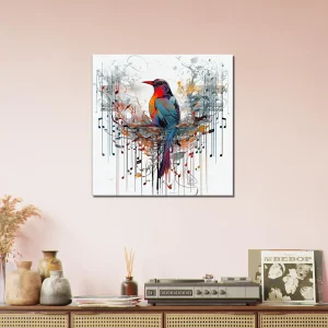 Aquarelle Oiseau coloré et notes de musique aquarelle oiseau coloré et notes de musique