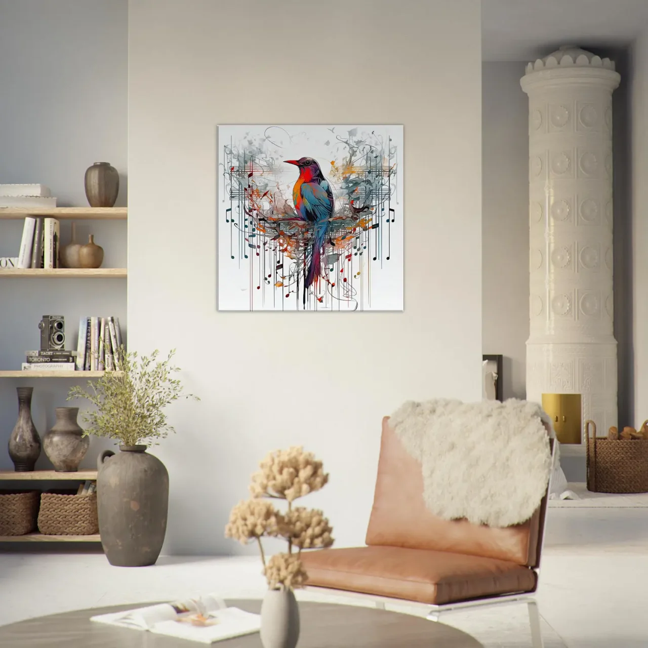 Aquarelle Oiseau coloré et notes de musique aquarelle oiseau coloré et notes de musique