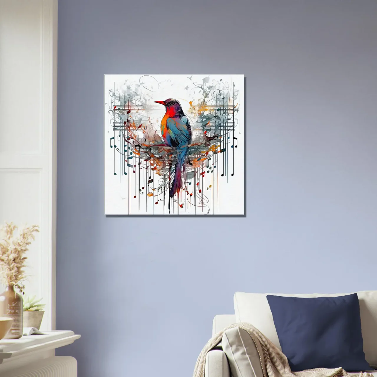 Aquarelle Oiseau coloré et notes de musique aquarelle oiseau coloré et notes de musique