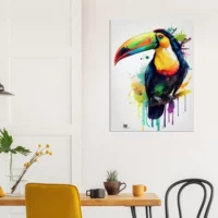 aquarelle toucan multicolore sur sa branche