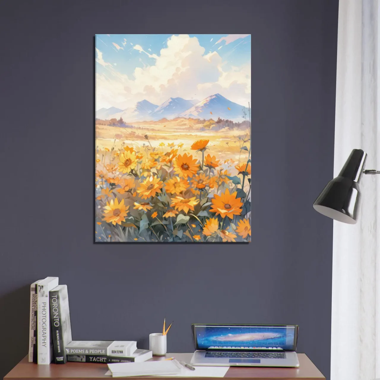 aqurelle tournesols et fleurs sauvages dans la prairie