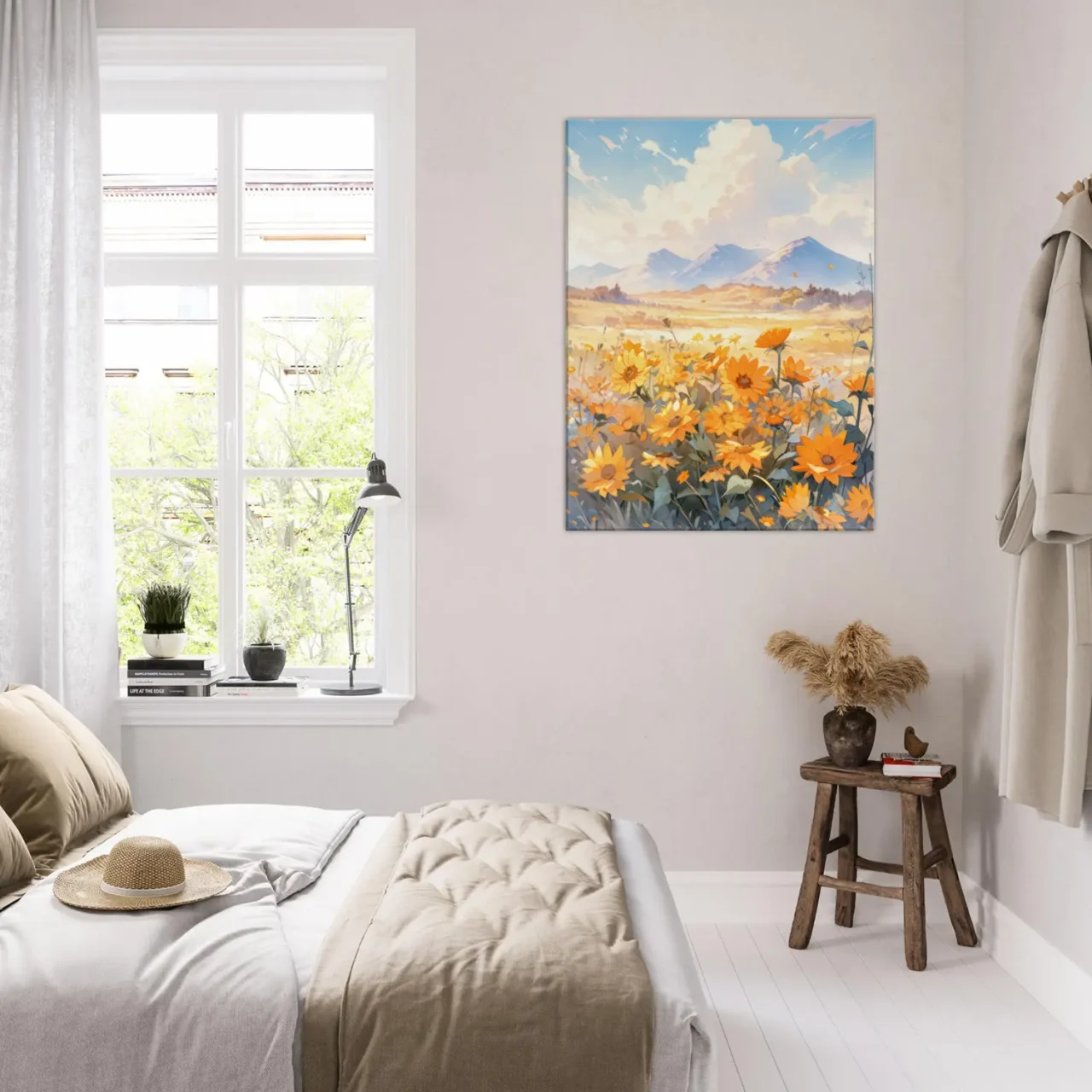 aqurelle tournesols et fleurs sauvages dans la prairie