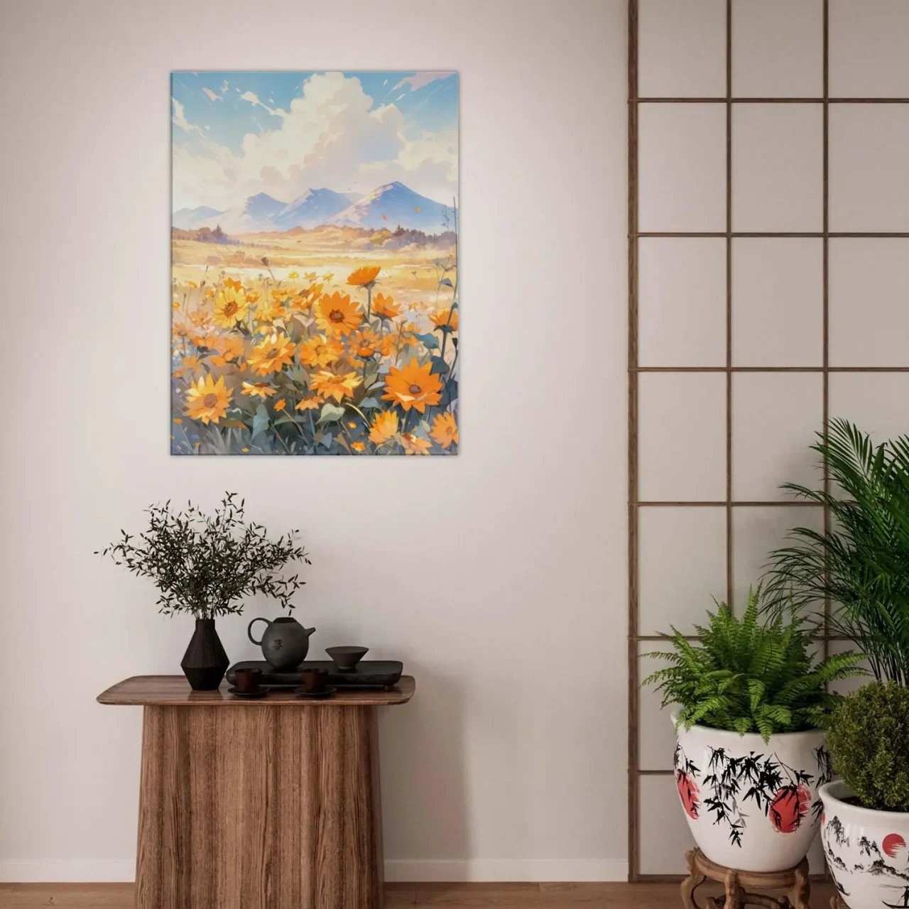 aquarelle tournesols et fleurs sauvages dans la prairie