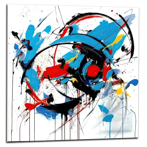 Art Abstrait Bleu rouge noir Georges Mathieu