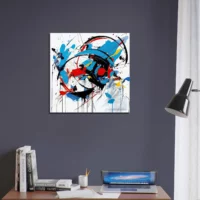 Art Abstrait Bleu rouge noir Georges Mathieu art abstrait bleu rouge noir georges mathieu