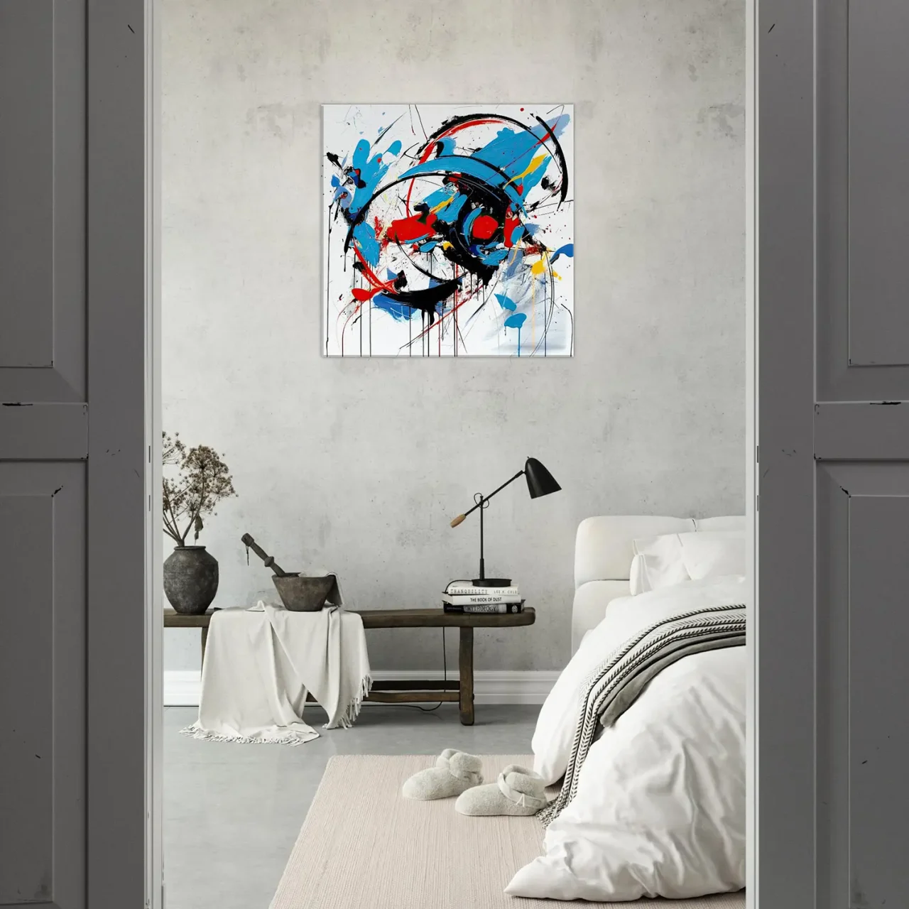 Art Abstrait Bleu rouge noir Georges Mathieu art abstrait bleu rouge noir georges mathieu