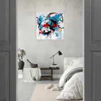 Art Abstrait Bleu rouge noir Georges Mathieu art abstrait bleu rouge noir georges mathieu