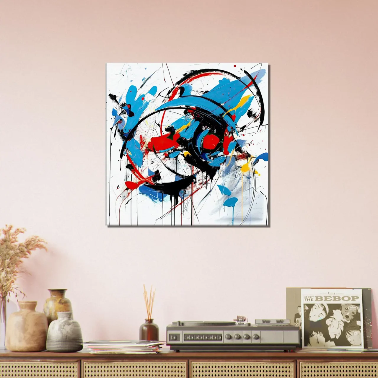 Art Abstrait Bleu rouge noir Georges Mathieu art abstrait bleu rouge noir georges mathieu