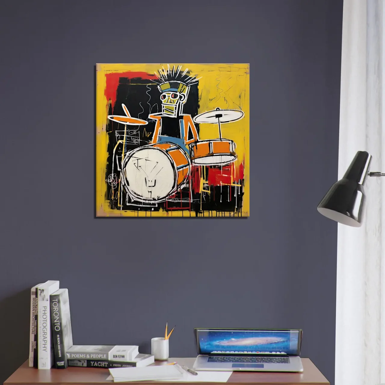 batteur musicien abstrait style basquiat