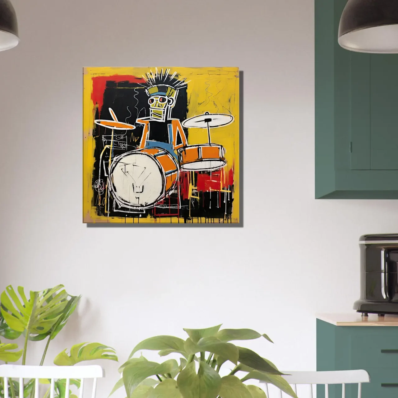 batteur musicien abstrait style basquiat