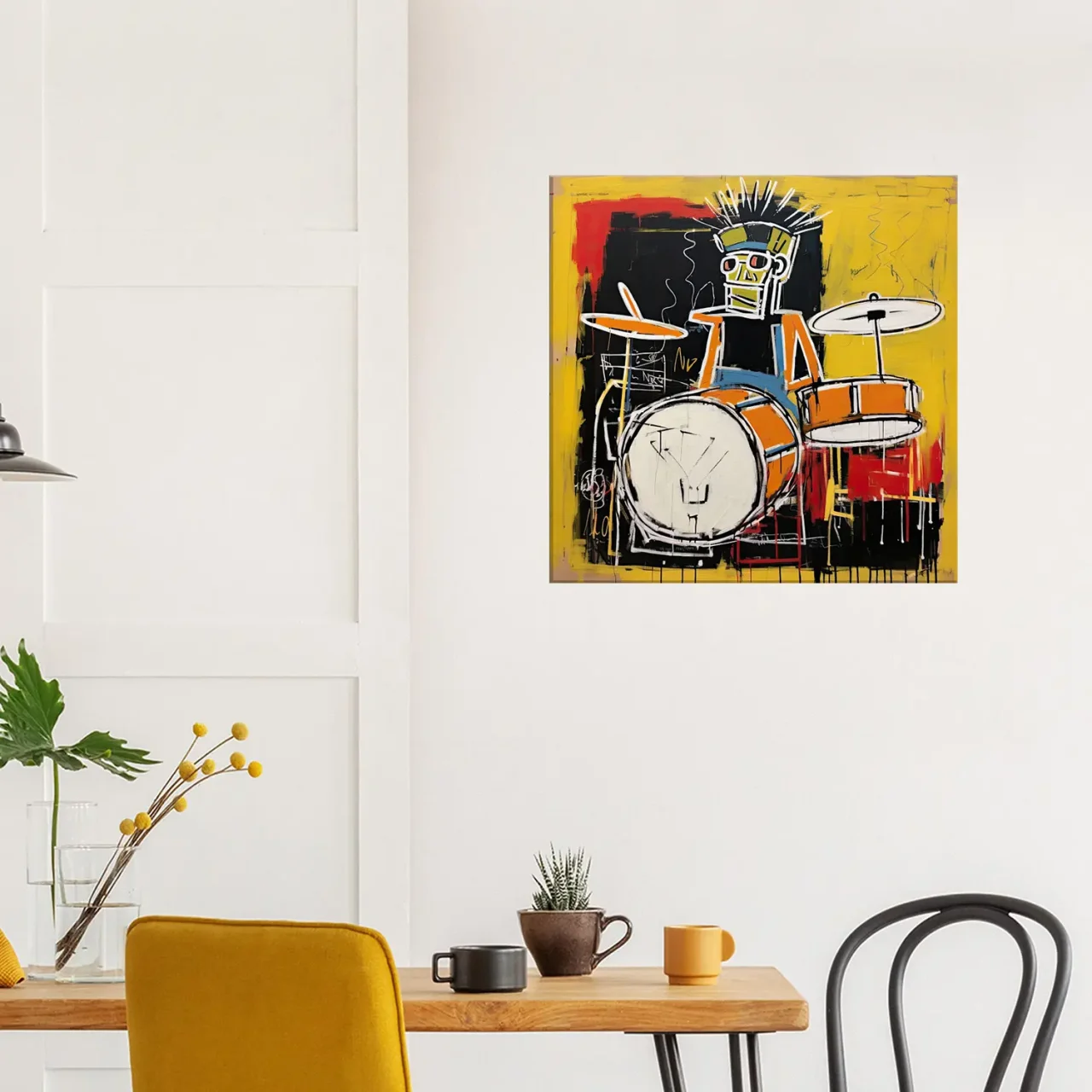 batteur musicien abstrait style basquiat