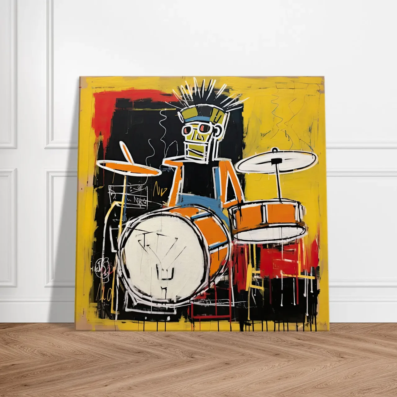 batteur musicien abstrait style basquiat