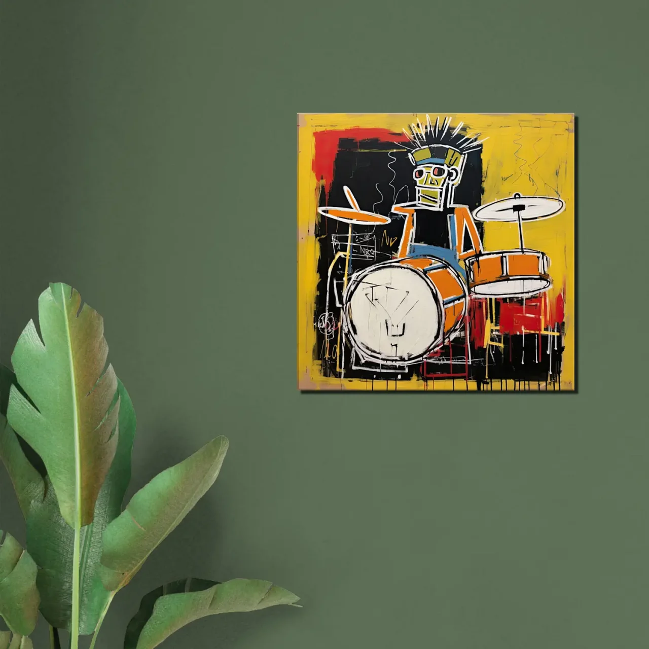 batteur musicien abstrait style basquiat