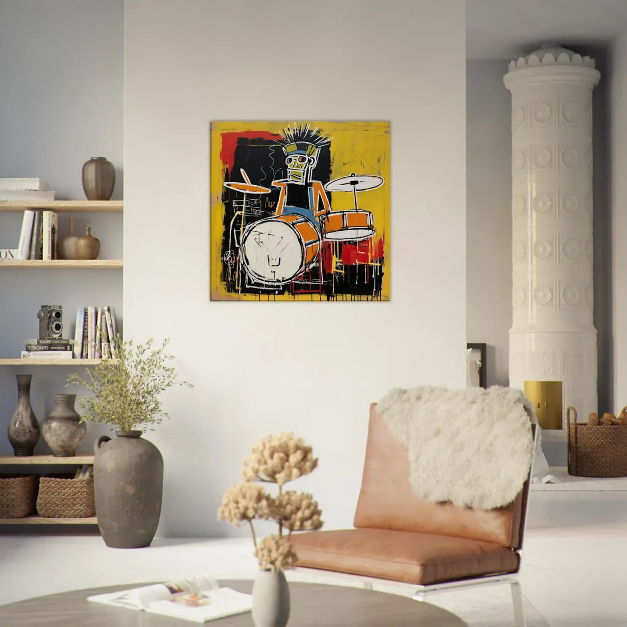 batteur musicien abstrait style basquiat