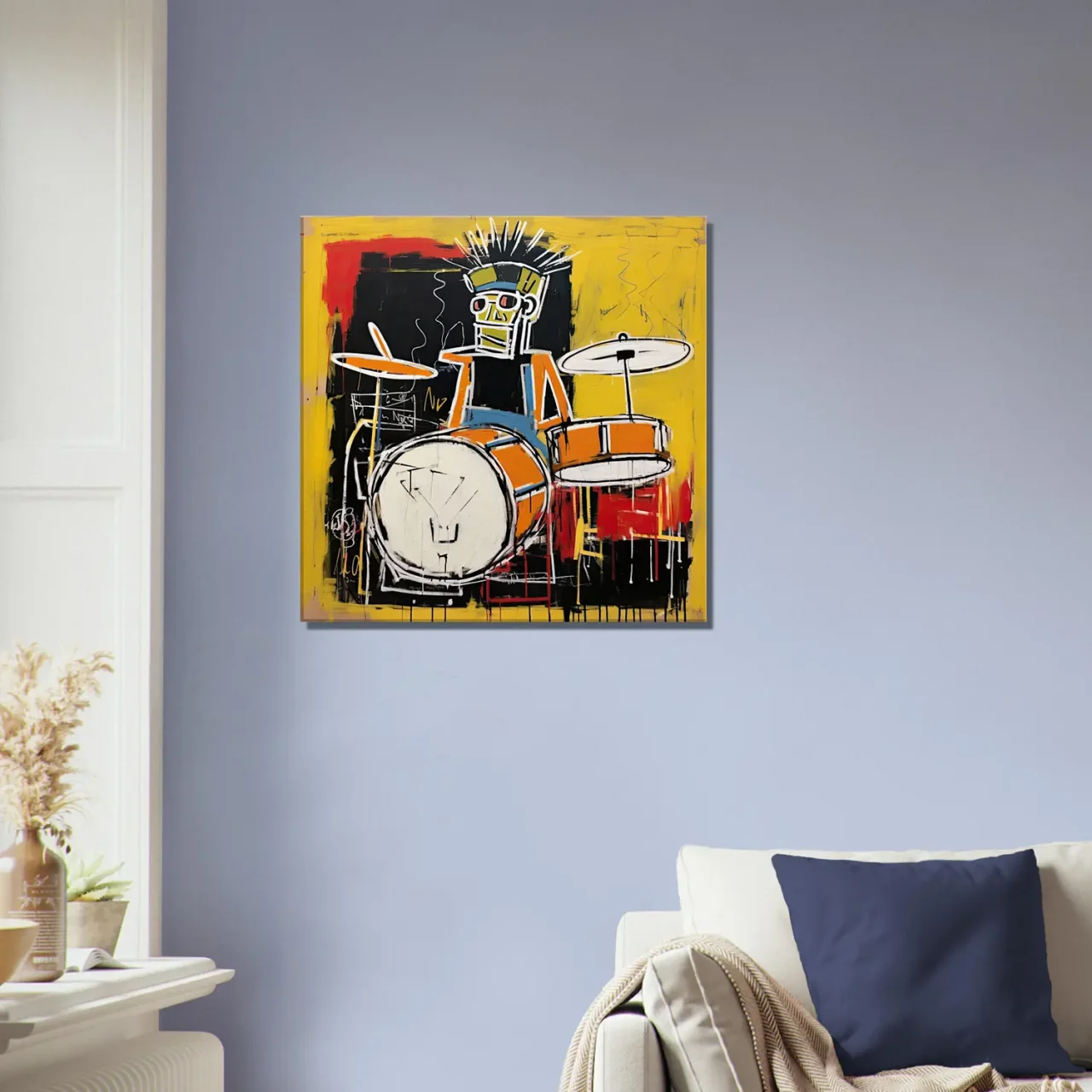batteur musicien abstrait style basquiat