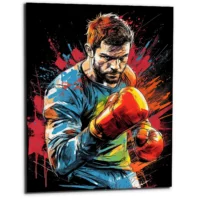 Boxeur Dessin et explosion de peinture rouge boxeur dessin et explosion de peinture rouge01