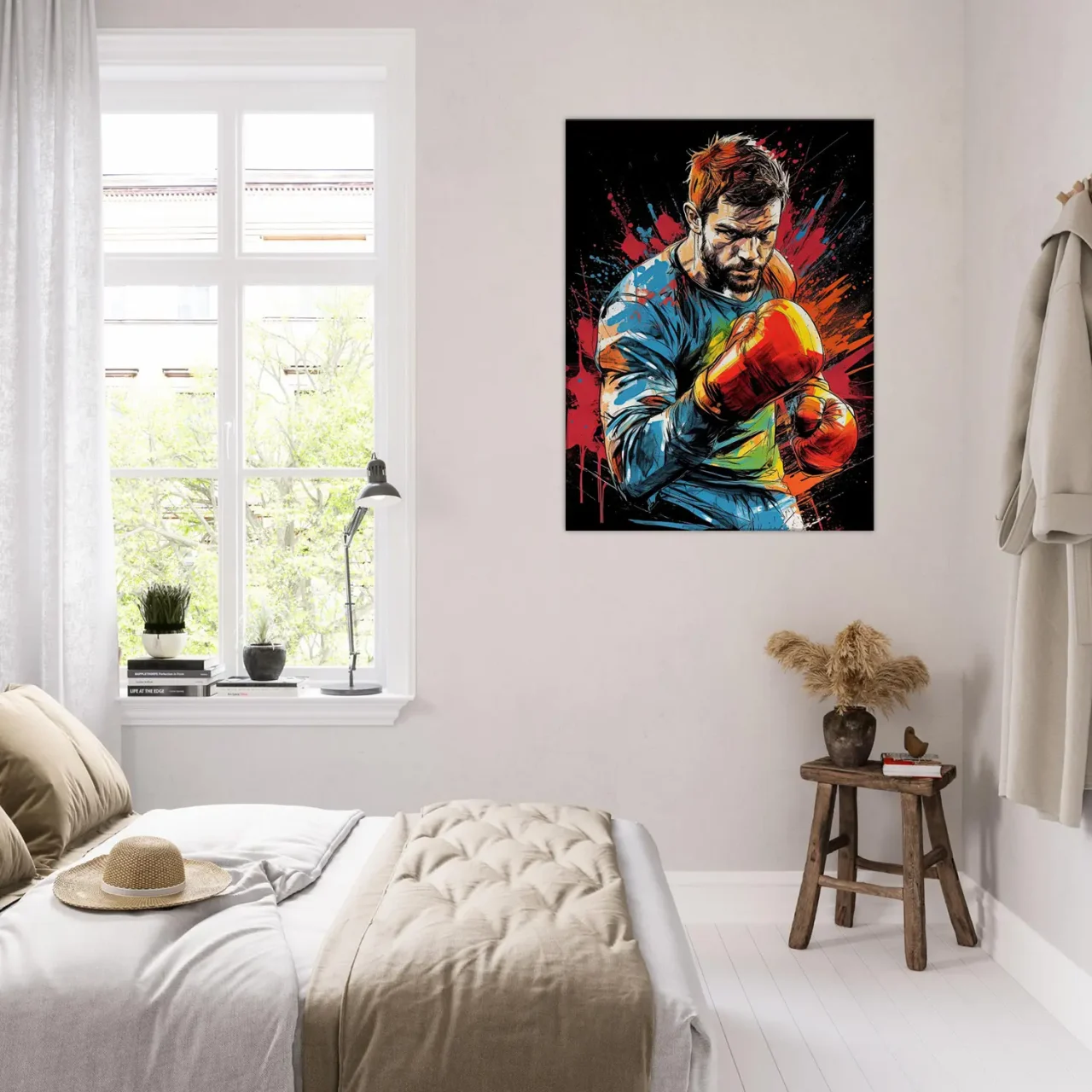 boxeur dessin et explosion de peinture rouge02