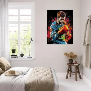 boxeur dessin et explosion de peinture rouge02