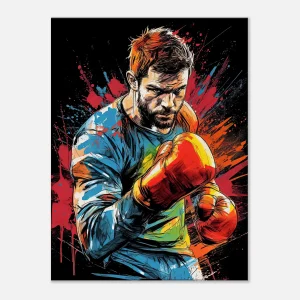 boxeur dessin et explosion de peinture rouge03