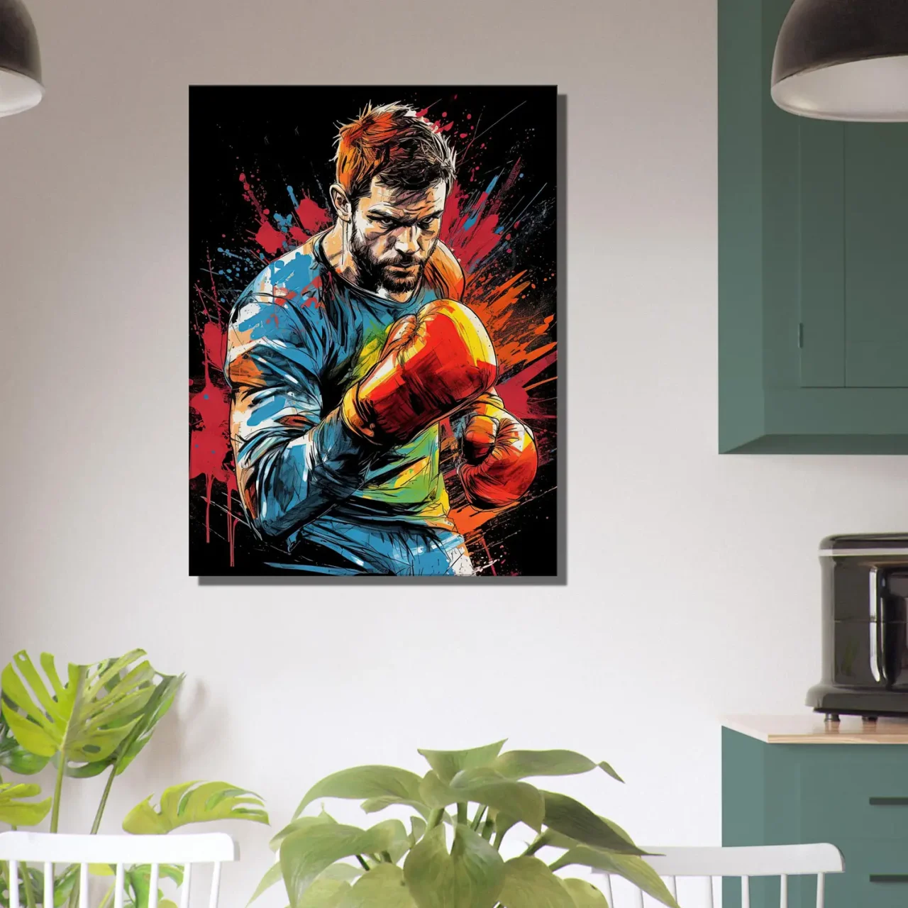 boxeur dessin et explosion de peinture rouge04