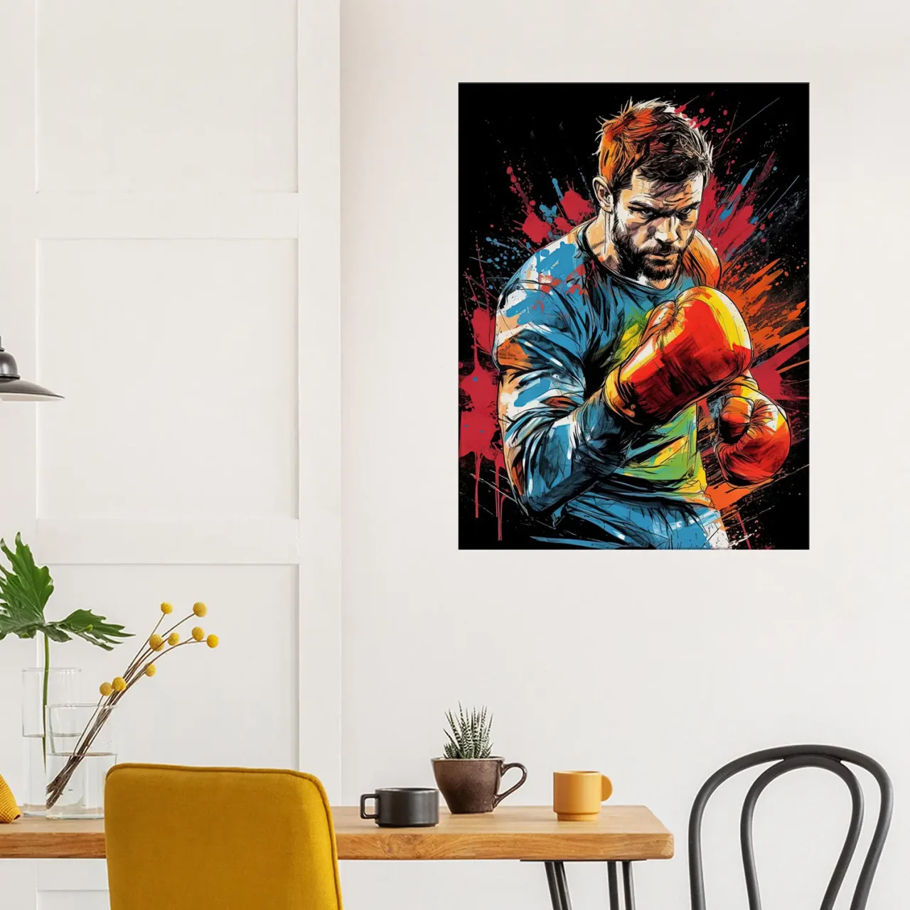 boxeur dessin et explosion de peinture rouge06