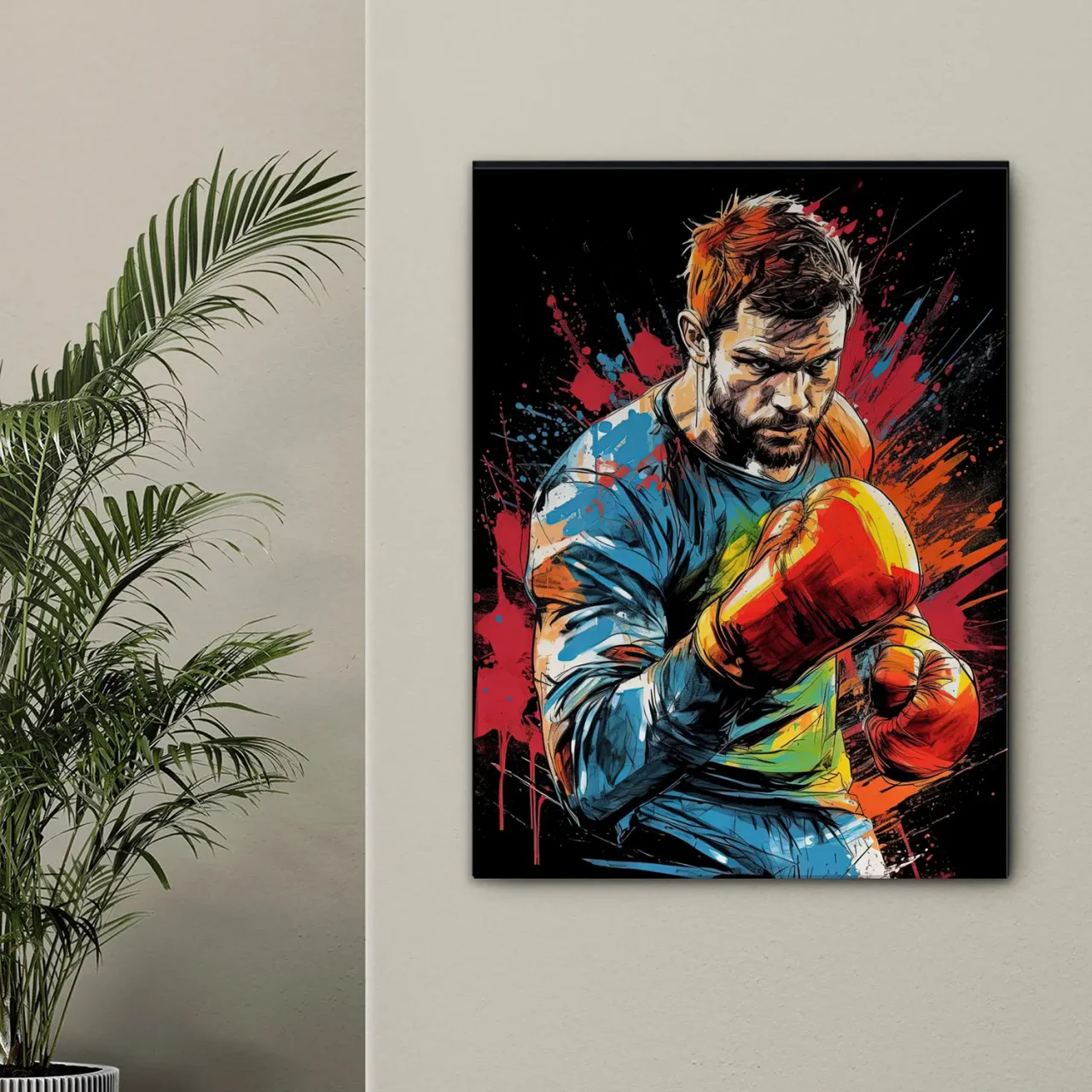 boxeur dessin et explosion de peinture rouge10