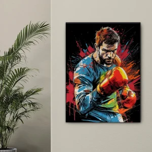 boxeur dessin et explosion de peinture rouge10