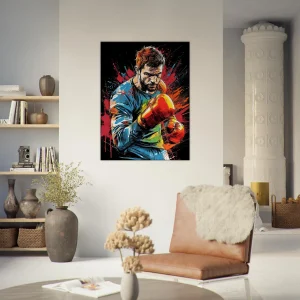 boxeur dessin et explosion de peinture rouge11