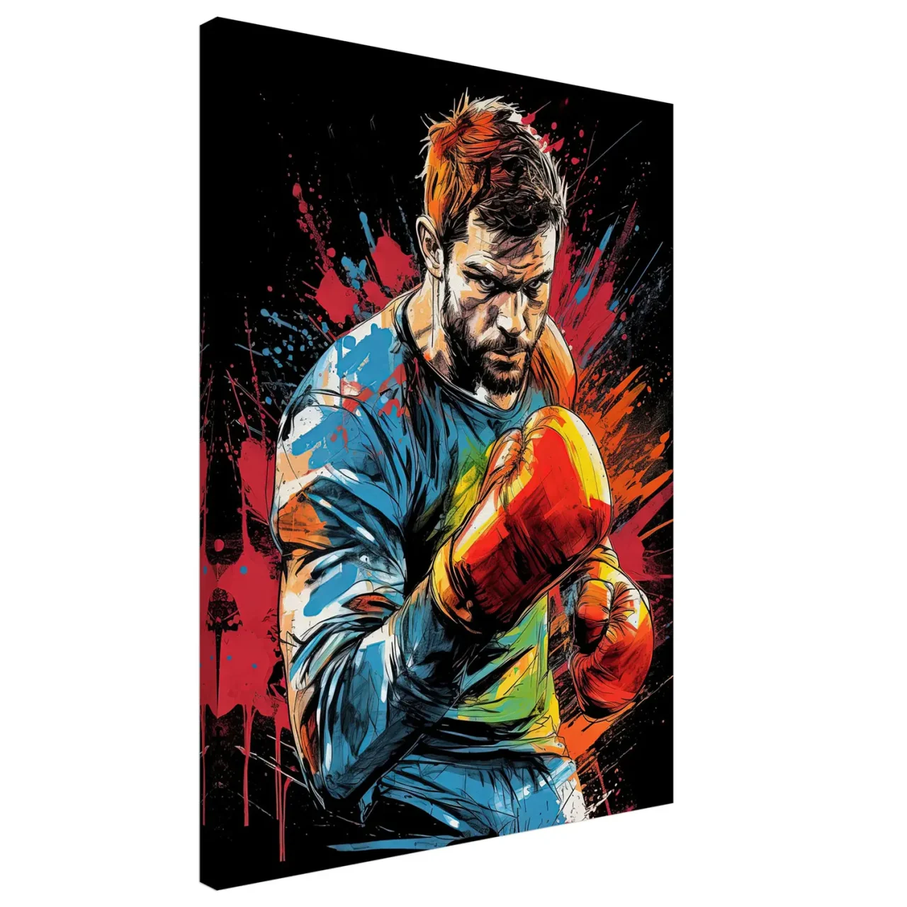 boxeur dessin et explosion de peinture rouge13