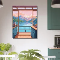 Cuisine avec vue sur lac et montagnes cuisine avec vue sur lac et montagnes
