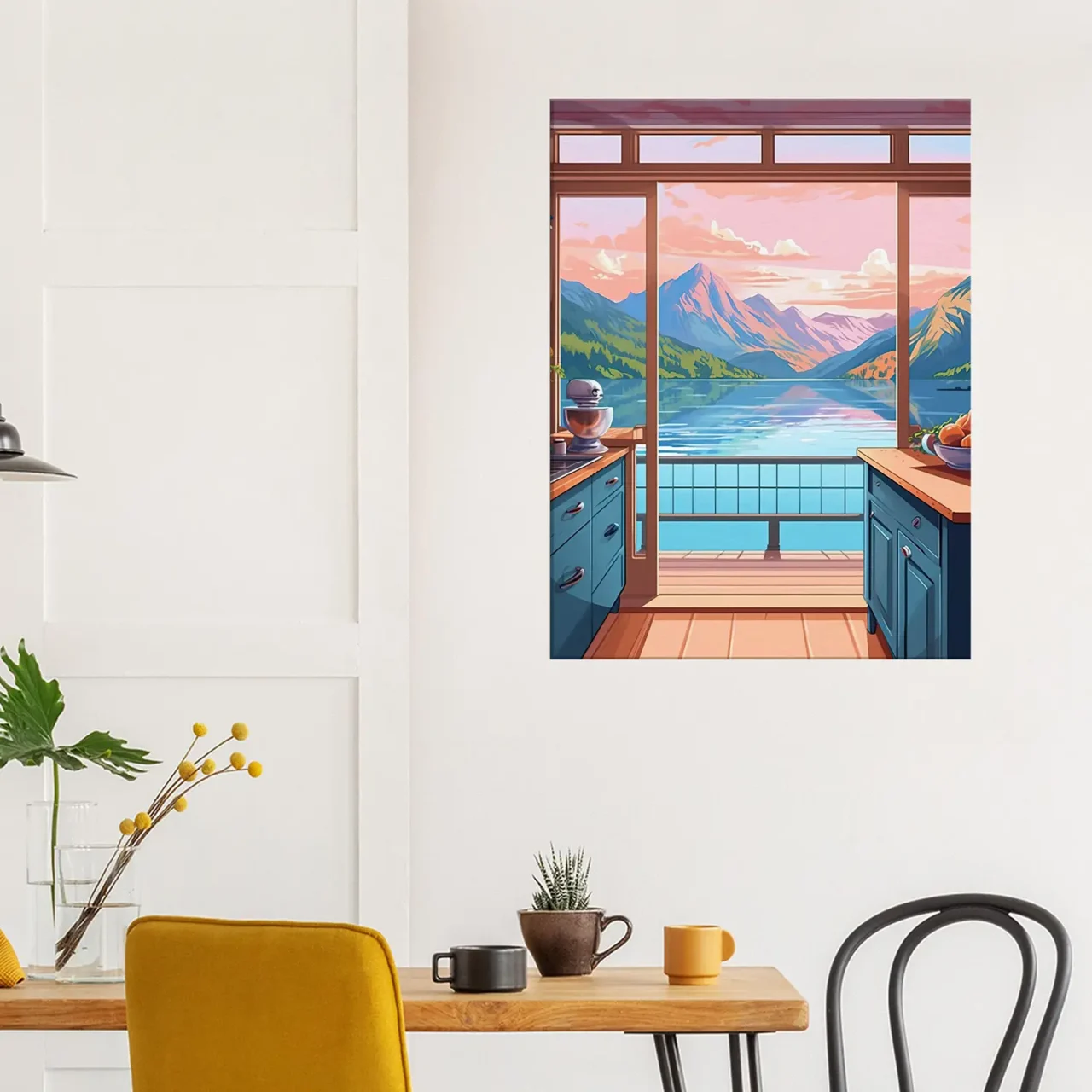 Cuisine avec vue sur lac et montagnes cuisine avec vue sur lac et montagnes