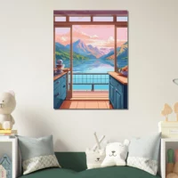 Cuisine avec vue sur lac et montagnes cuisine avec vue sur lac et montagnes